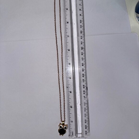 19" Rose Gold Plated Onyx and Cz. Owl Necklace - Picture 9 of 13